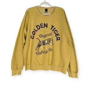 Sweet Claire Gold Foil Tiger Graphic Sweatshirt Sz L / XL Slightly Oversized